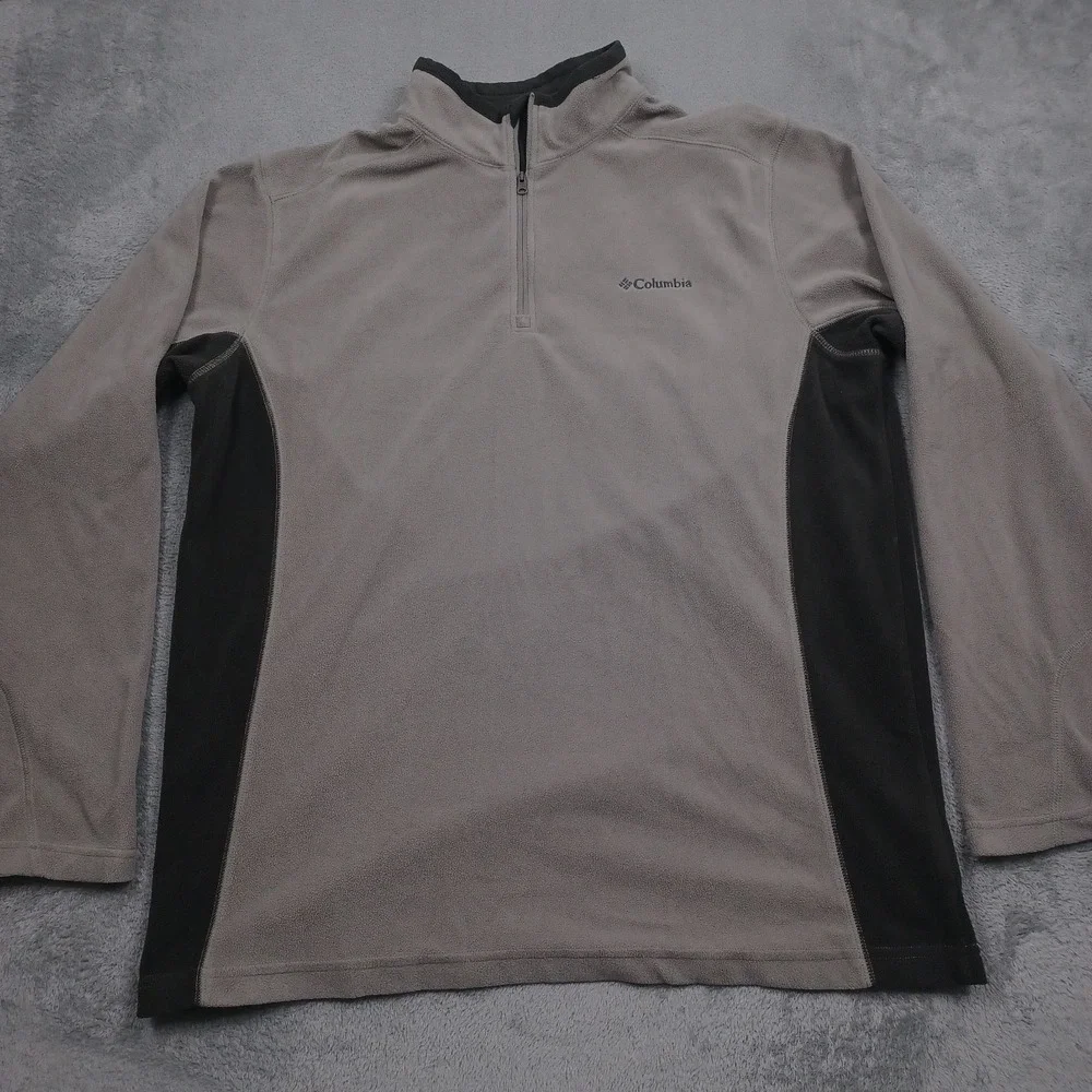 Columbia Sweater Mens Large Brown 1/4‎ Zip Fleece Pullover Outdoor Polyester